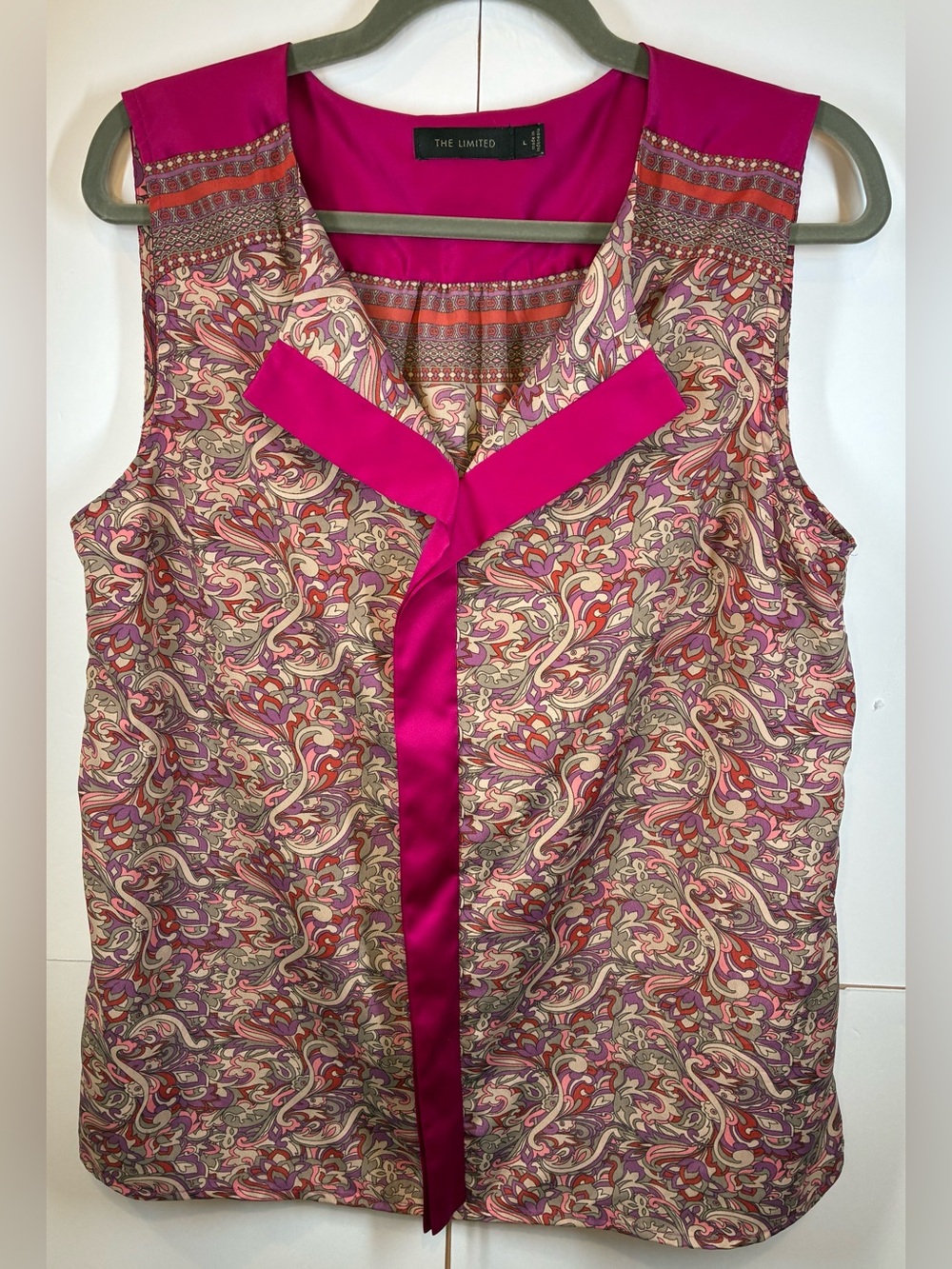 The Limited Pink Paisley Sleeveless Blouse Size Large